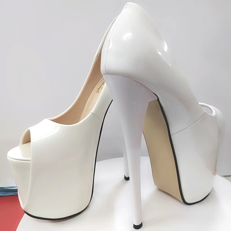 Peep Toe Platforms Stilettos 19cm Thin High Heels Ladies Shoes Woman Catwalk Shows Candy Color Pumps Plus Size 47 48 WSH5542