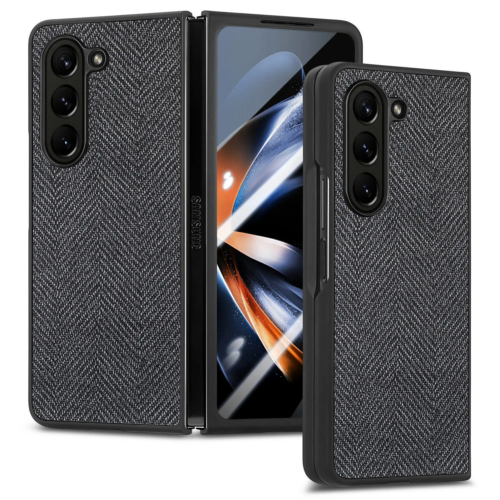 

Модный складной чехол для телефона Samsung Galaxy Z Fold 5 4 с джинсовым узором, оболочка-мембрана, Слим-Фит, защита от падения
