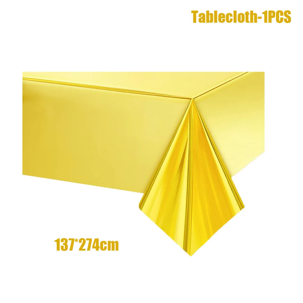 Goldenes Party Einweg-Geschirrset Goldene Pappteller Becher Servietten Tischdecke Erwachsene Hochzeit Geburtstag Dekorationen Zubehör – Detail 7