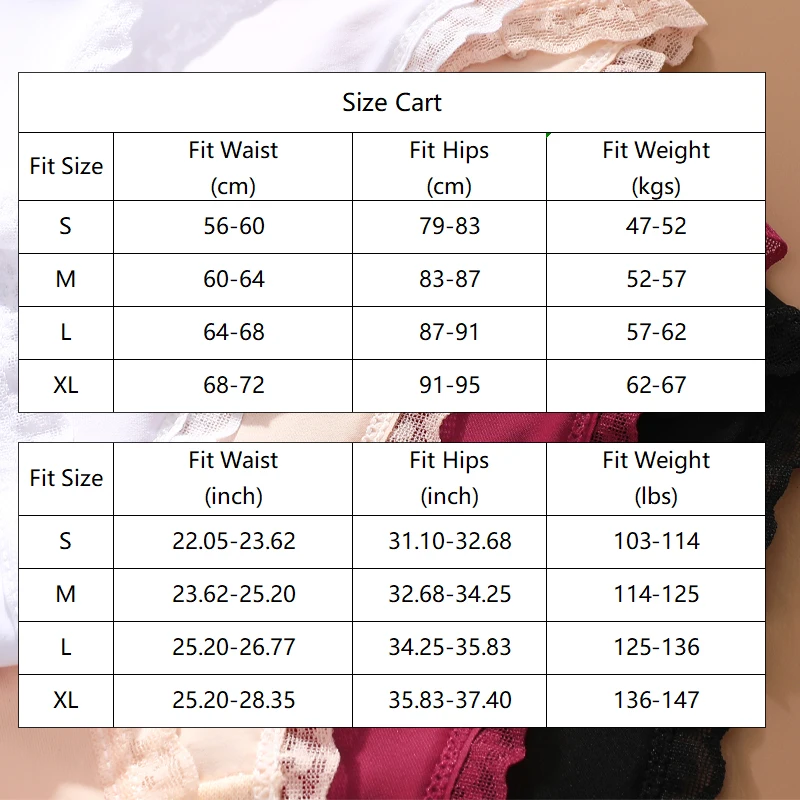 4PCS Women Seamless Panties Feamle Breathable Underwear Solid Color Briefs Sexy Lace Intimates Lingerie Low Rise Girls Panties