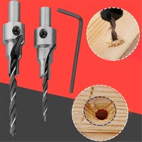 1 Set 3 Steps Countersink Drill Bit Pilot  Bits Set Reamer Screw Hinge Hole Saw Chamfer 4-6 5-7mm Steps