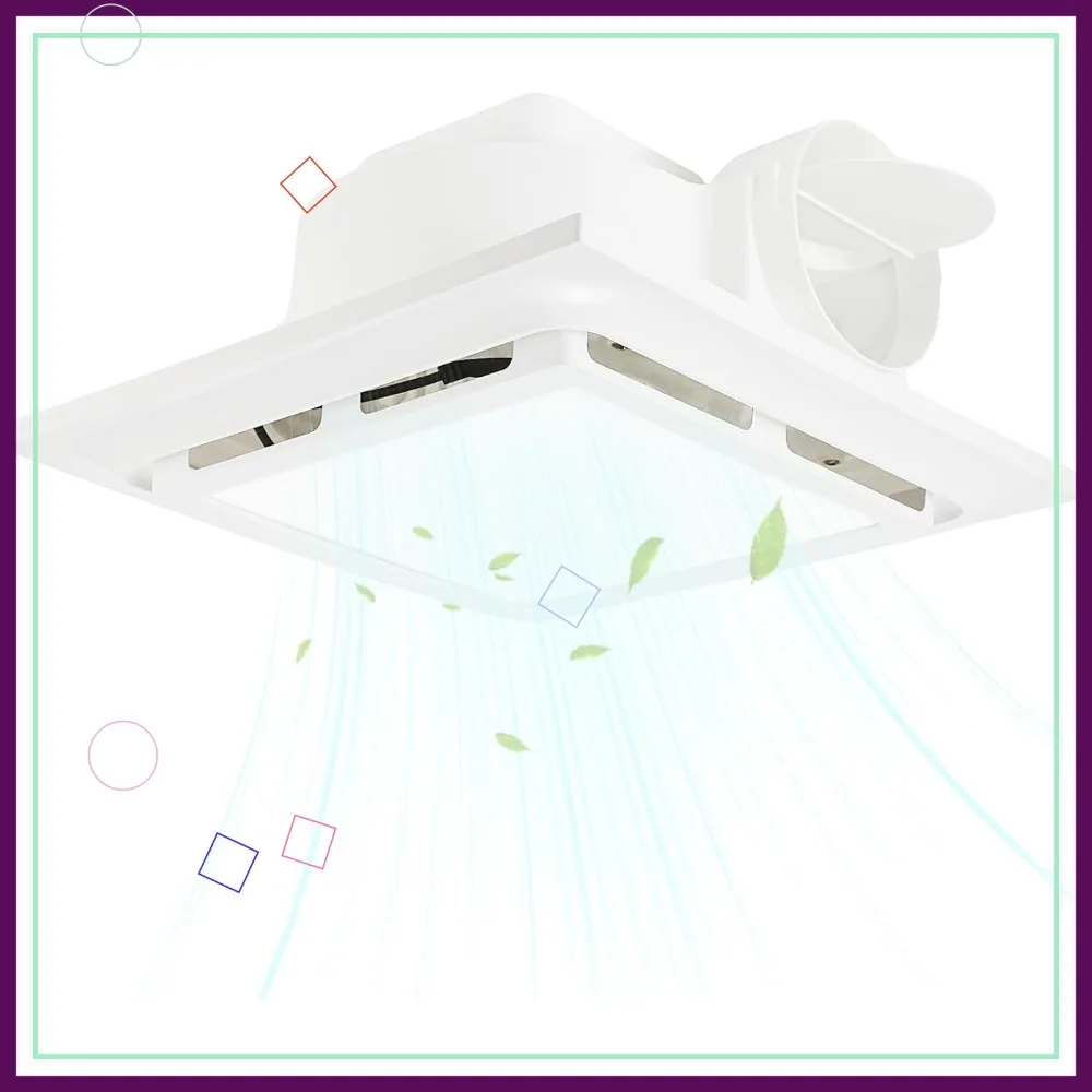 

Quiet 125 CFM Bathroom Exhaust Fan with Light, 8x8 Cutout, 4" Duct, 6500K LED