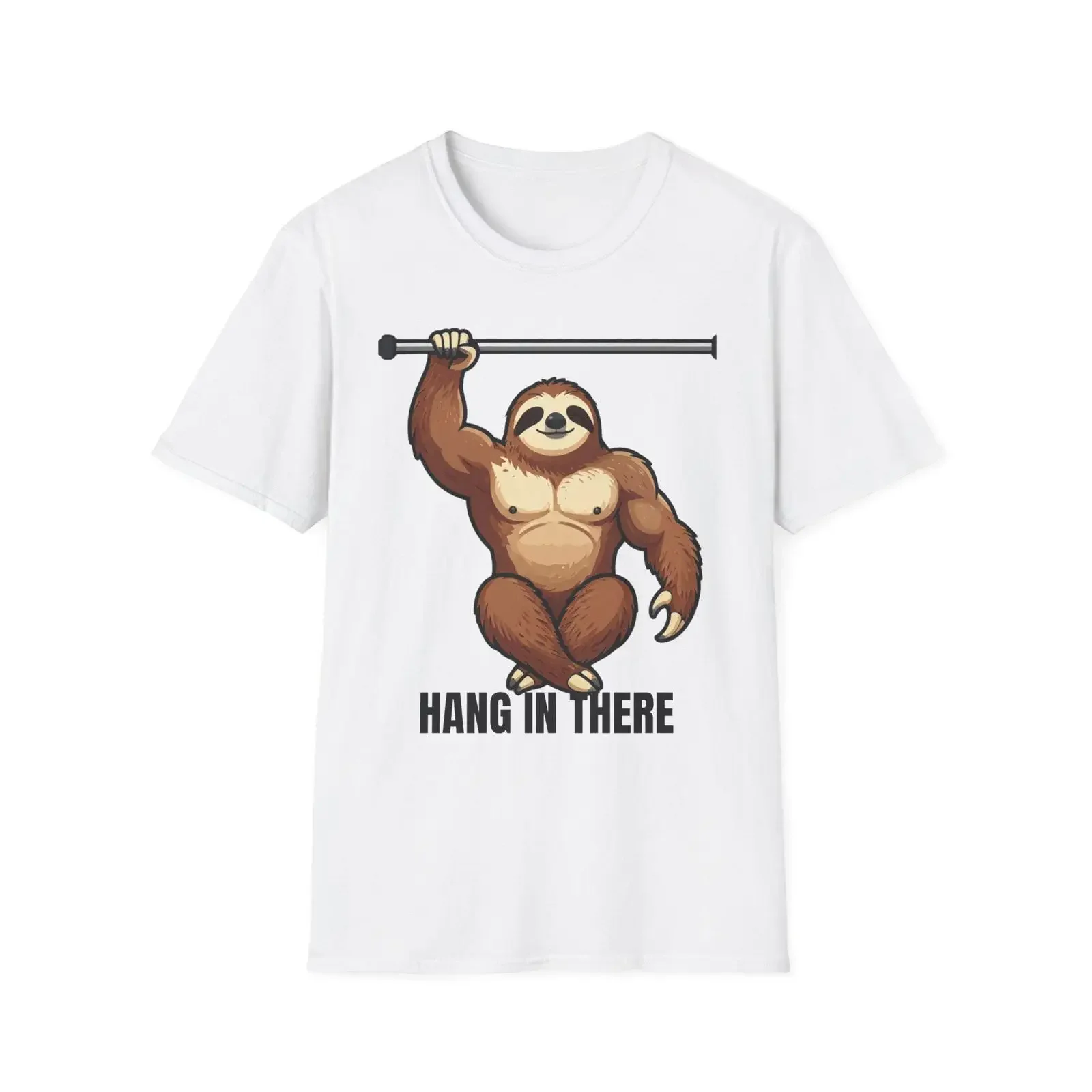 Muscular Sloth Hanging There T Shirt Funny Workout vintage Washed streetwear graphic Comfortable Breathable Stylish Slightly