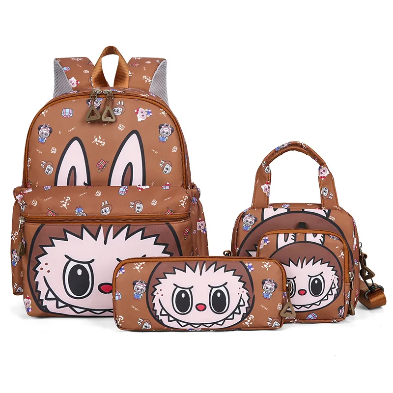 

Labubu Cartoon Backpack Set 4pcs Cute Kids School Bag Large Capacity Unisex Children Backpack