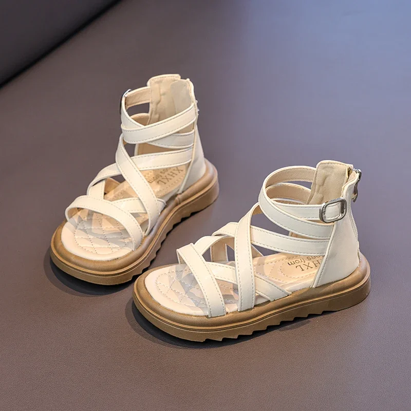 

Girls Summer Platform Sandals Kids Casual Cross Strap Back Zipper Shoes Comfortable Thick Sole School Footwear Walking Shoes