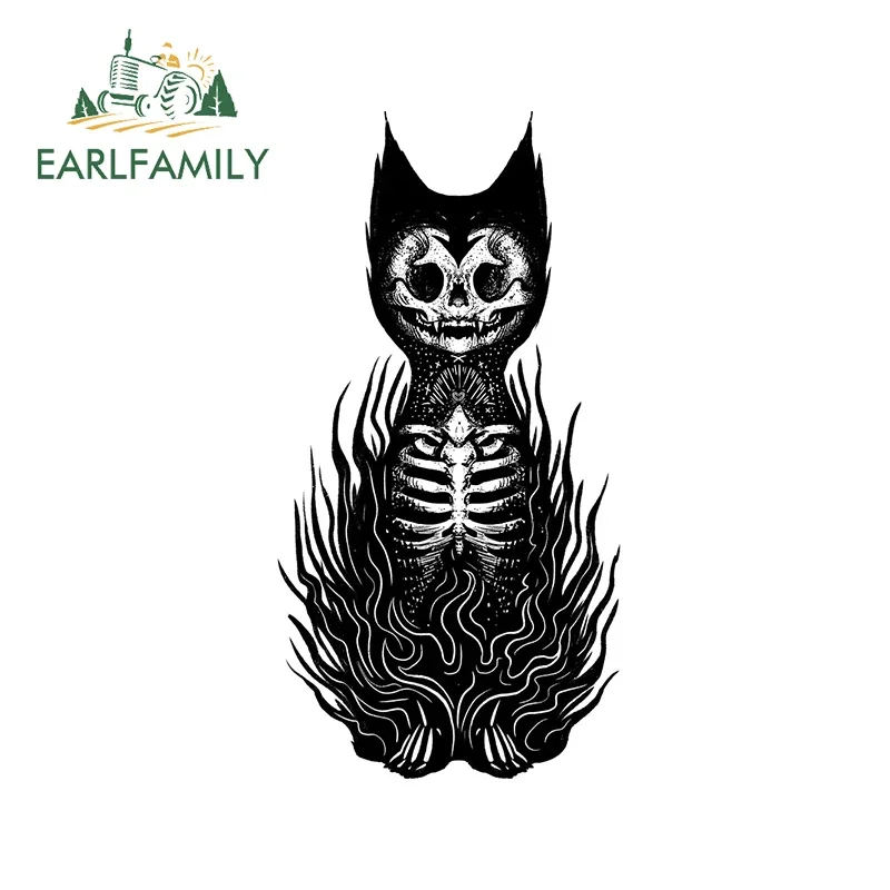 EARLFAMILY 13cm X 6.9cm For Gothic Black Cat Vintage Car Stickers Vinyl Material Scratch-Proof Car Styling Bumper Suitcase Decal