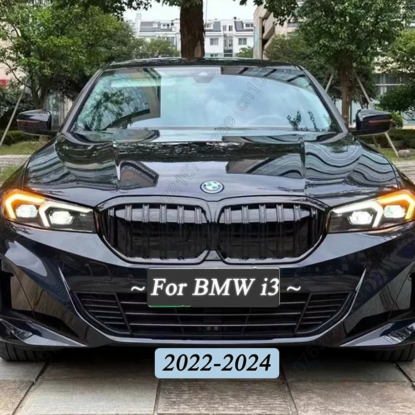 Black Car Front Bumper Grille Kidney Racing Grill Grilles For BMW i3 2022-2024 New Double Slat Thick Line Style Auto Tuning Kits