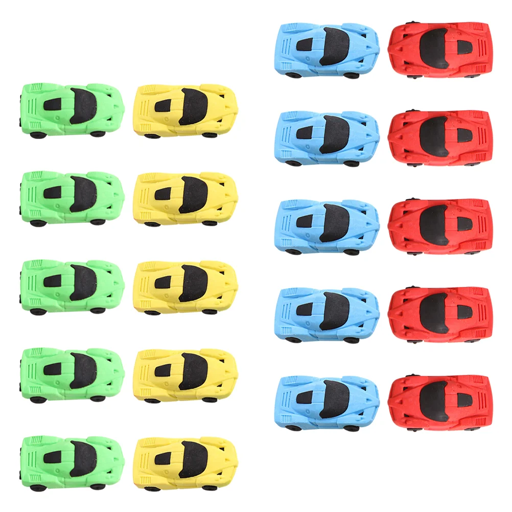 20 Pcs Car Eraser Cars Detachable Erasers School Pencil Cartoon Kids Gift Lovely Child Adorable Car-shaped Mini