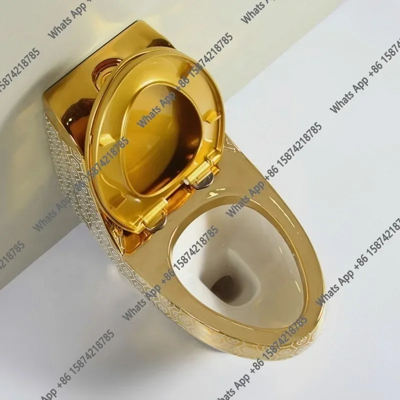 X5 Toilet Bowl Water Closet One Piece Gold Ceramic Toilet Royal Luxury Electroplated Golden Color Round Sanitary Ware