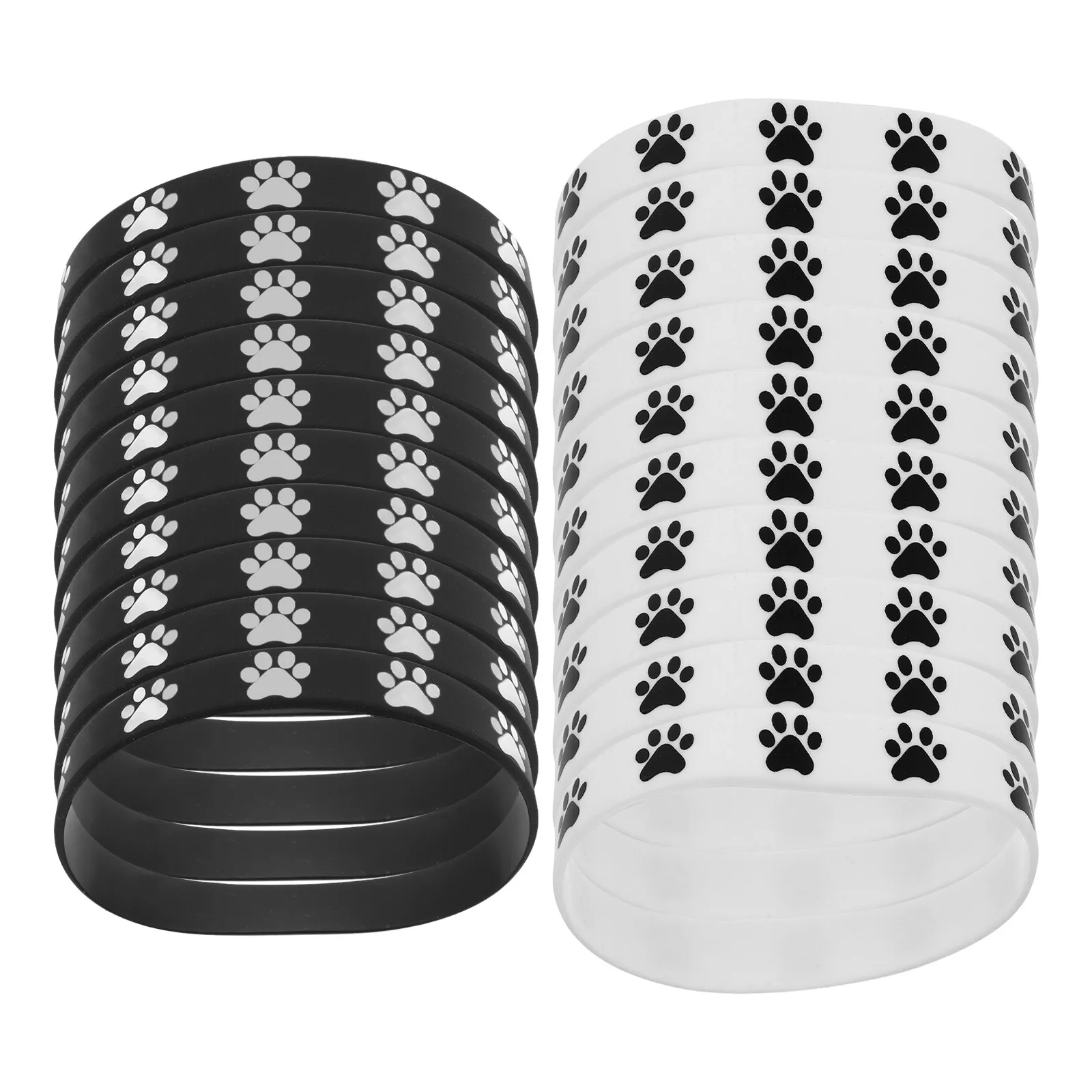 48Pcs Paw Print Themed Rubber Bracelets Stretch Wristbands for Birthday Parties Dog Theme Event Favors Bulk Party Supplies
