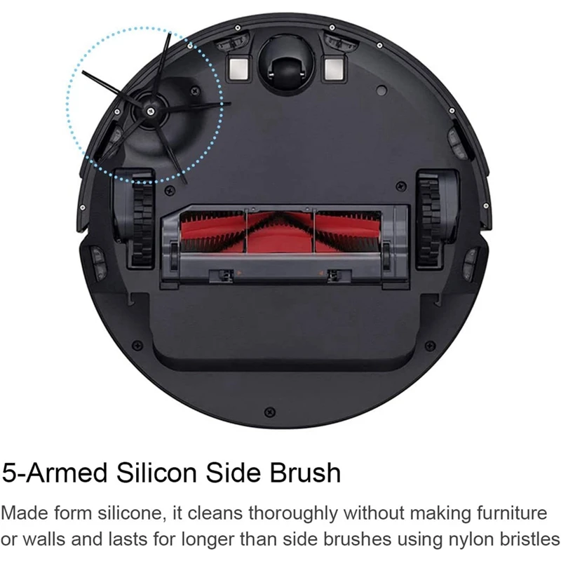 مكنسة كهربائية سوداء من السيليكون الناعم ، مجموعة فرشاة جانبية لروبوروك S7 ، S6 Maxv ، S6 Pure ، E4 ، S4 Max ، S4 ، S5 Max ، S5 Max ، 10 روض