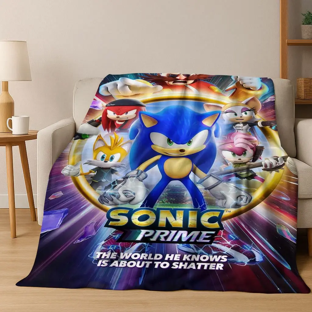 Klassische S-Sonic-Cartoon-Spiel-Flanelldecke, weiche, warme Überwurfdecke für Bett, Schlafzimmer, Wohnzimmer, Reisen, Picknick, Büro, Geschenk für Kinder