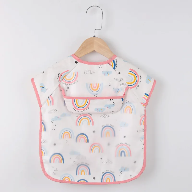 Baby Kinder Kleinkind Langarm Schal Wasserdichte Kunst Smock Fütterung Bib Schürze Tasche Infant Jungen Mädchen Spucktuch Bandana Lätzchen