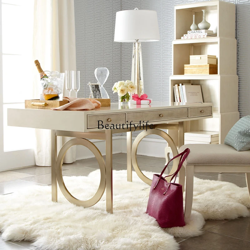 01 مكتب من الفولاذ المقاوم للصدأ مطلي مكتب كتابة بسيط #2