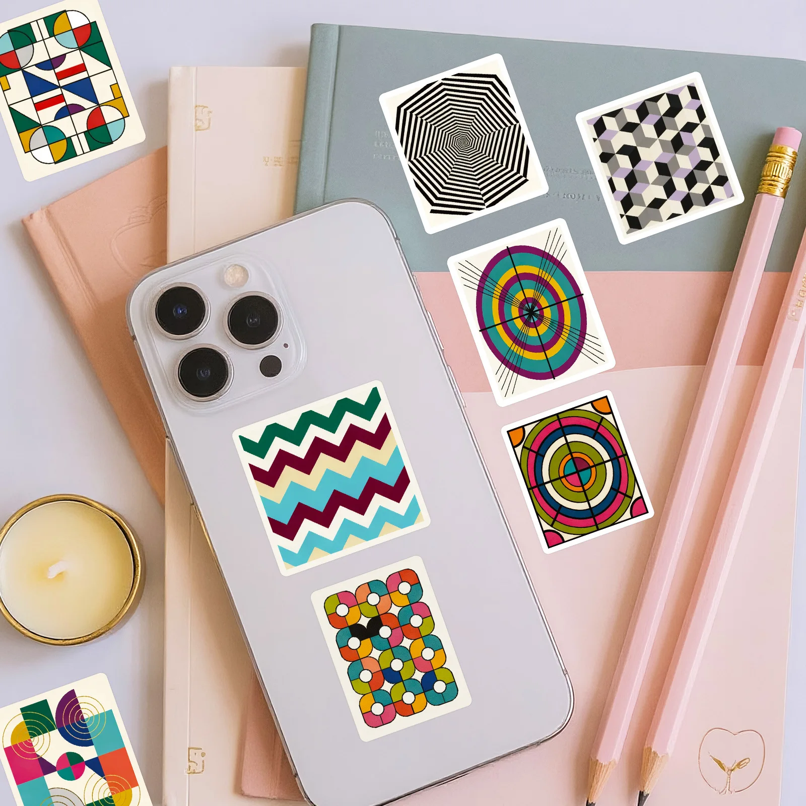 56/112 قطعة الإبداعية خمر هندسية اللون كتلة خربش ملصقات لصندوق أدوات مكتب دفتر خوذة سكيت الثلاجة مقاوم للماء