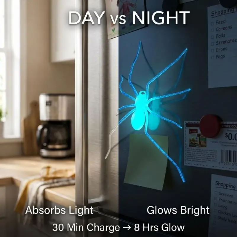 Luminous Spider Fridge Magnet Novelty Whiteboard Decoration Halloween Party Desktop Ornament