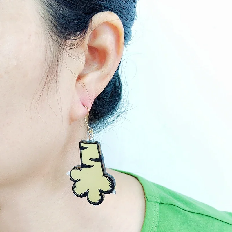 Cat's Paw Mirror Acrylic Earrings for Women Original Funny Novelty Cute Jewelry Cool Accessories