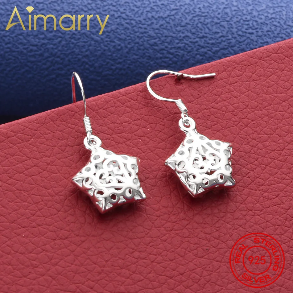 

Fine High Quality 925 Sterling Silver Star Earrings Fashion Jewelry Elegant Hanging Drop Wedding Christmas Gifts