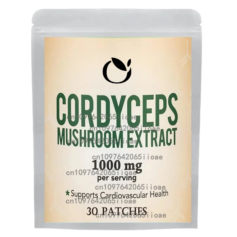 

30-пластыри Cordyceps Mushroom Transdermal Patches для энергетической фокусировки, спортивных выступлений, поддержка старения по двойному дереву
