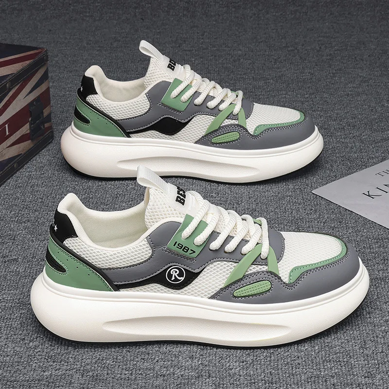 Free Shipping Sports Mens Shoes Height Increasing Thick Sole Vulcanized Sneakers Fashion Casual Lace Up Anti SlipOutdoor Walking