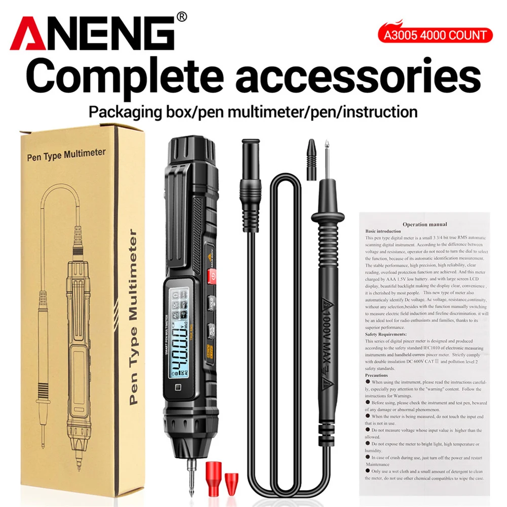 ANENG A3005 Digital Multimeter Pen Type 4000 Counts Professional Meter Non-Contact Auto AC/DC Voltage Ohm Diode NCV Tester Tools