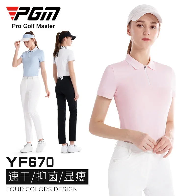 PGM Golf Clothing Women's Summer T-shirt POLO Breathable Short Sleeve Top