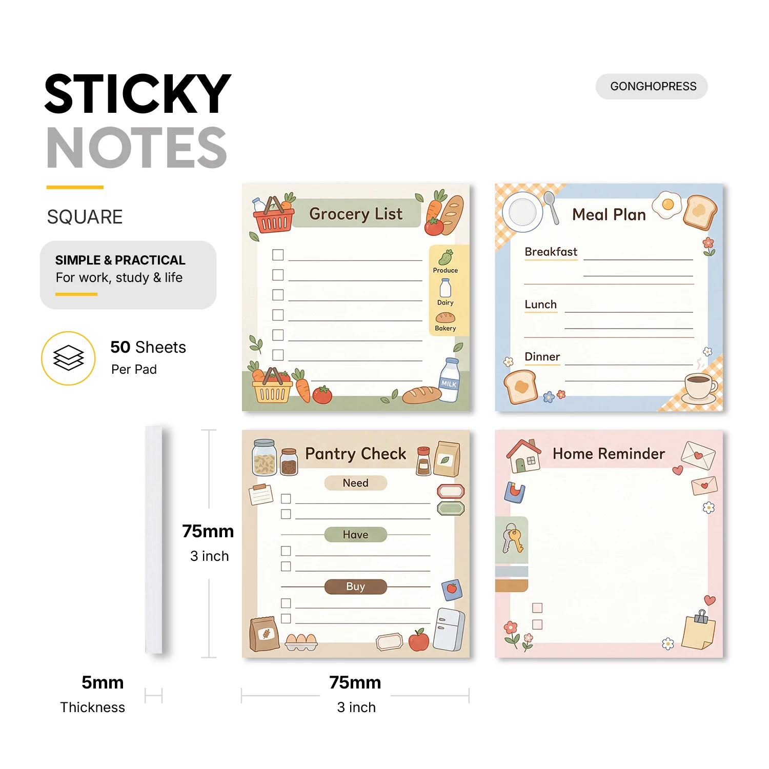 Juego de 4 blocs de notas adhe - Meal Plan Notepad reseña y precio