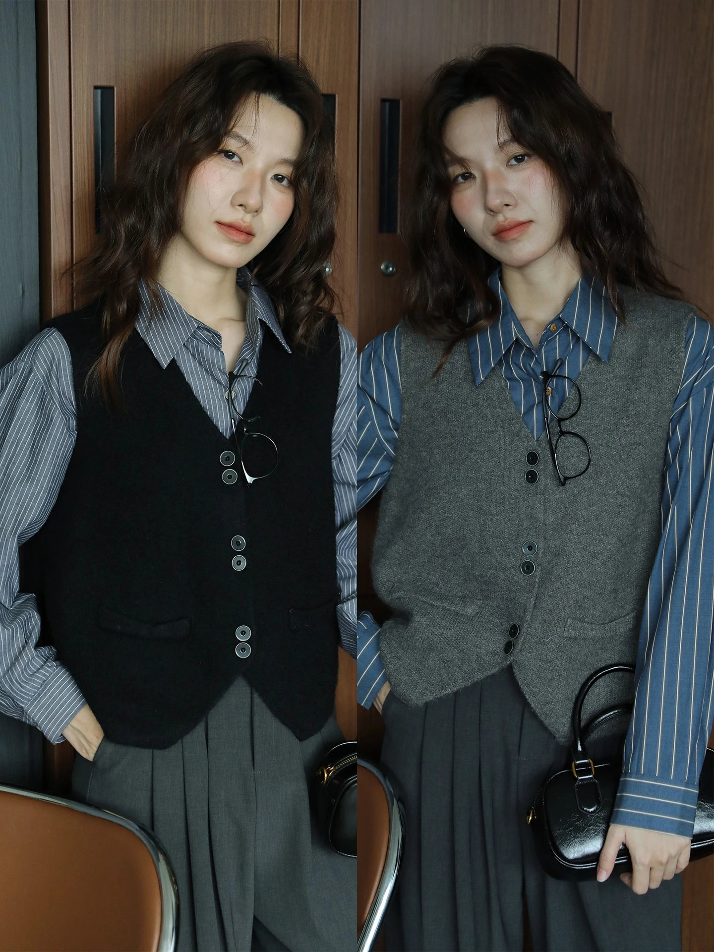 

V-Ne Knitted Open Cardigan Vest Women's Design Lazy Sle Layering Button Sensation Sweater Jaet Trendy Multi-Color