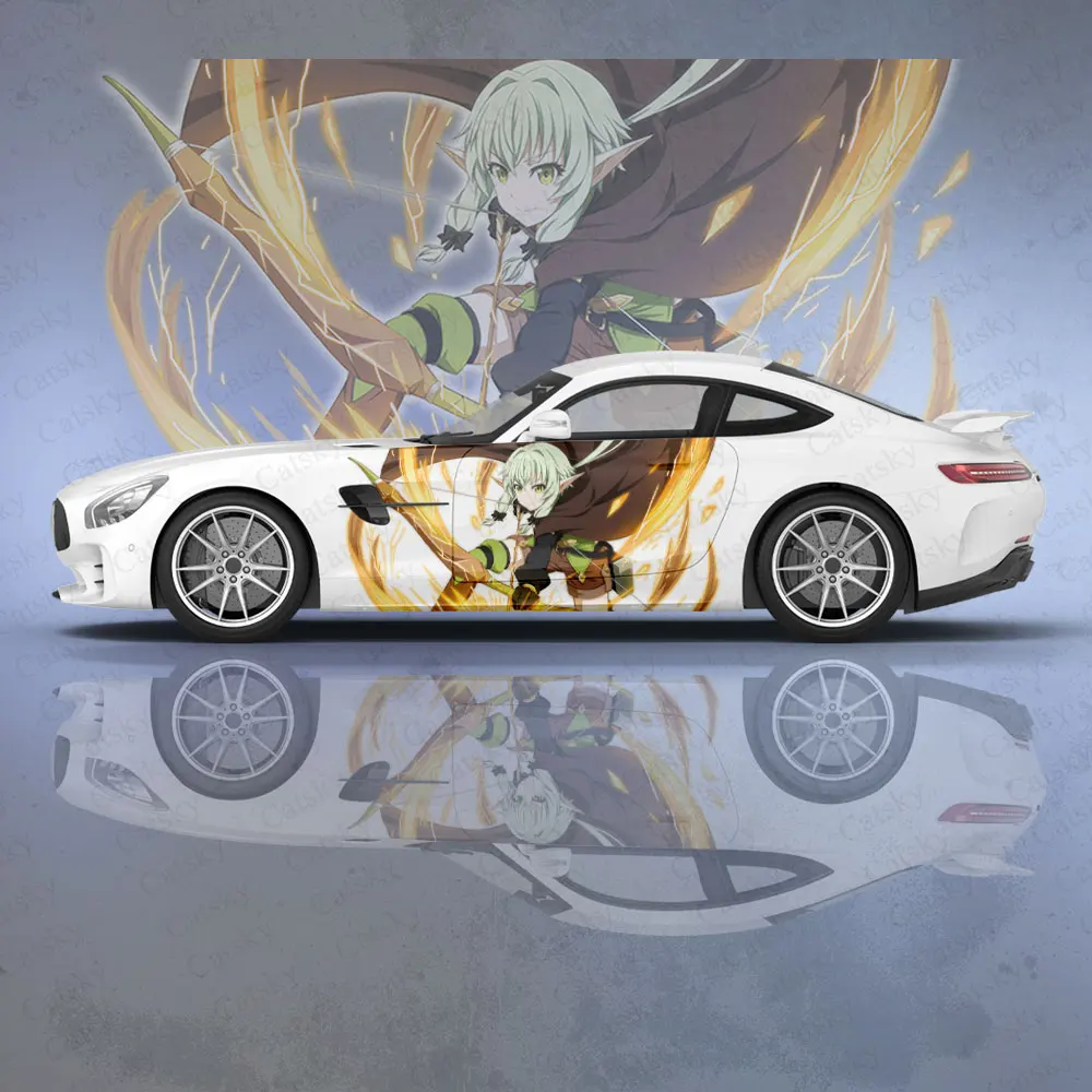 أنيمي عفريت القاتل فتاة سيارة ملصق ، العالمي كبير الفينيل التفاف ملصق ، مخصص سيارة ملصق ل Univers الديكور ، 2 قطعة