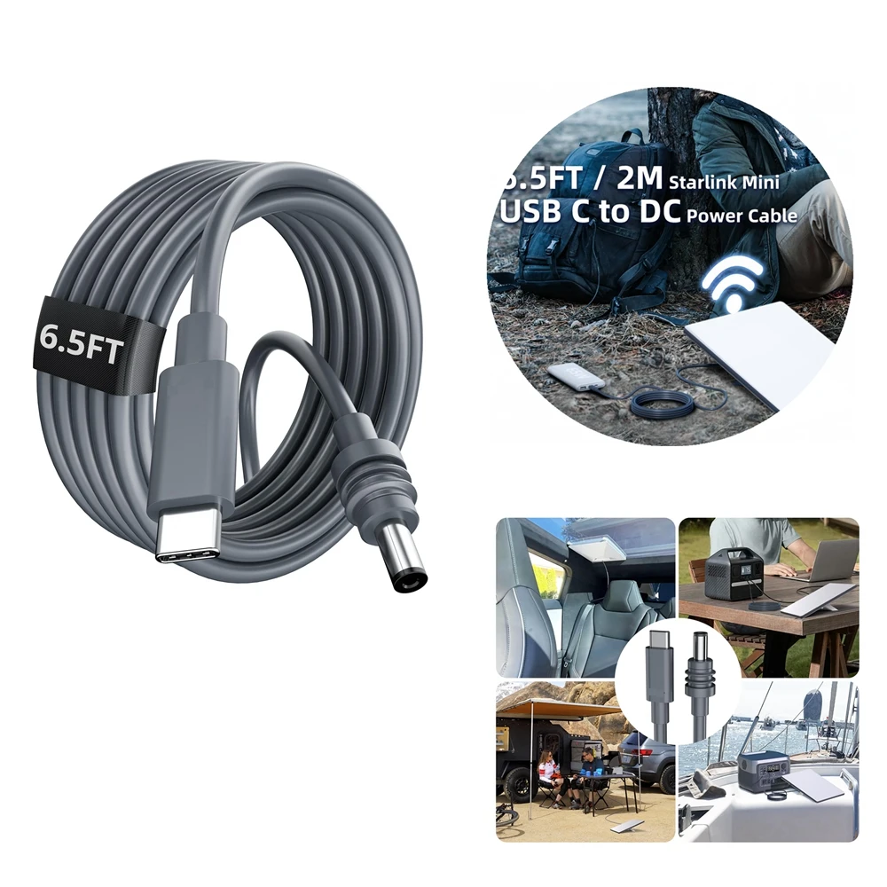 Starlink-ミニUSB-C-D電源ケーブル,100W,タイプC-DC入力,防水,過負荷,短絡保護,2 m, 5 m, 10m