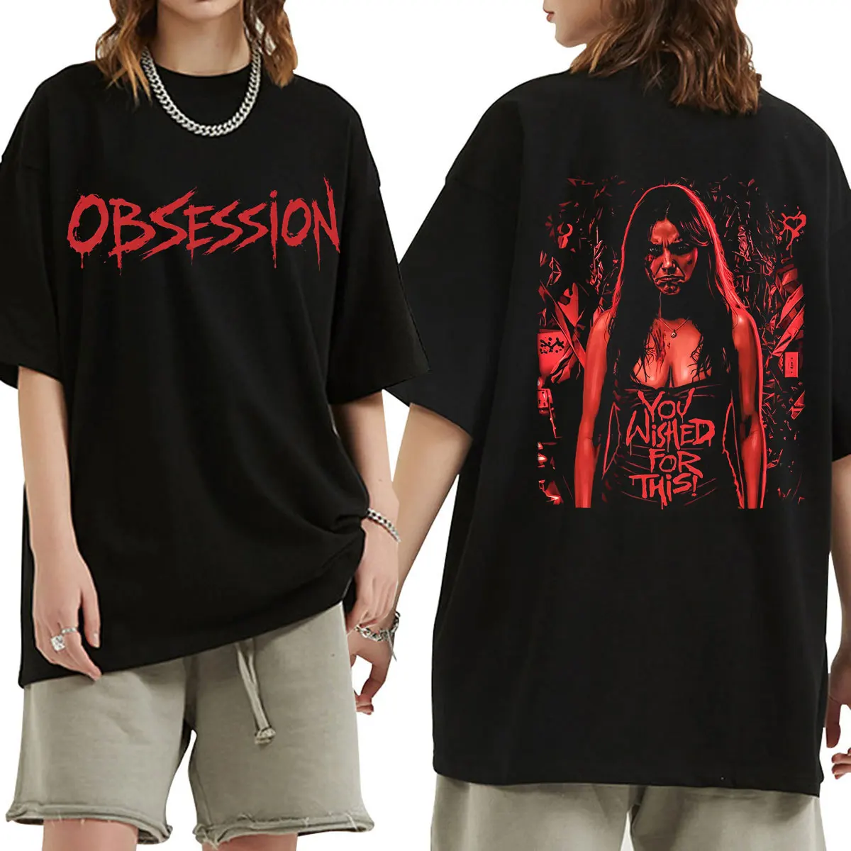 Horror Movie Obsession One Wish Willow Washed Vest T-shirt Men's Clothing Fashion Vintage Style Tops Summer Tees Couple T-shirts