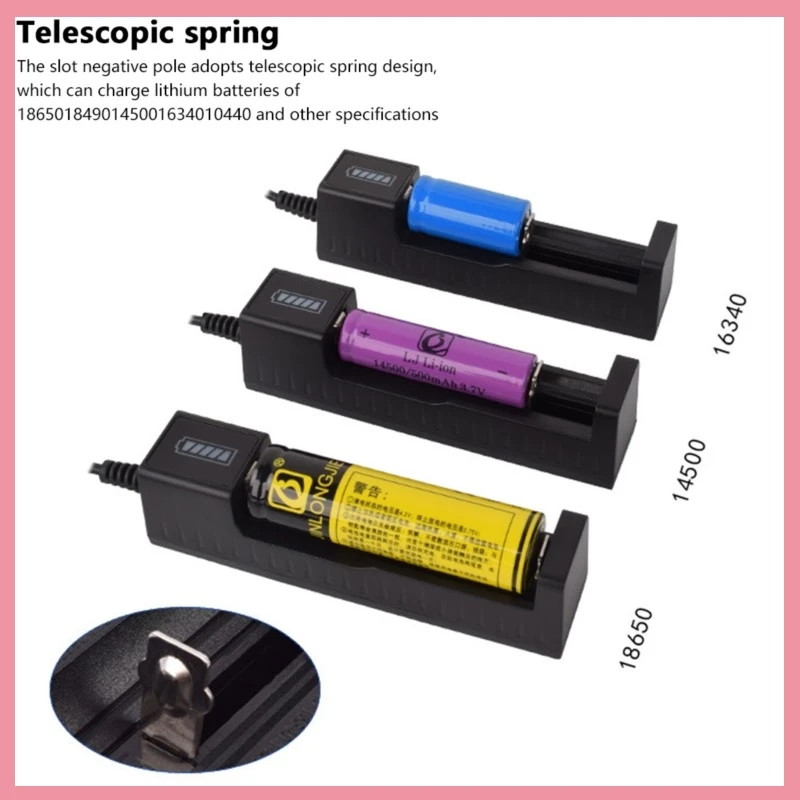 Battery Charger Single Slot 18650 Adapter Usb 3.7v Single Charging Lithium Connector Charger Indicator Light Displays Level B6