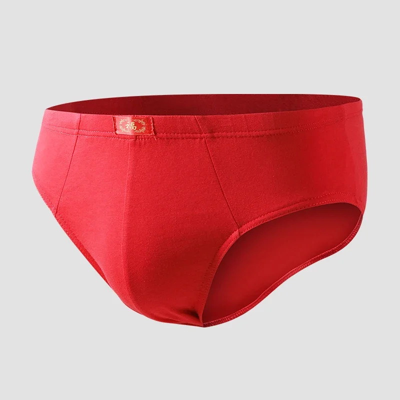 5 قطع ملابس داخلية رجالية لسن النمر، مثلث قطني كامل، أحمر ناصع، هدية زفاف، شورت بأربعة زوايا