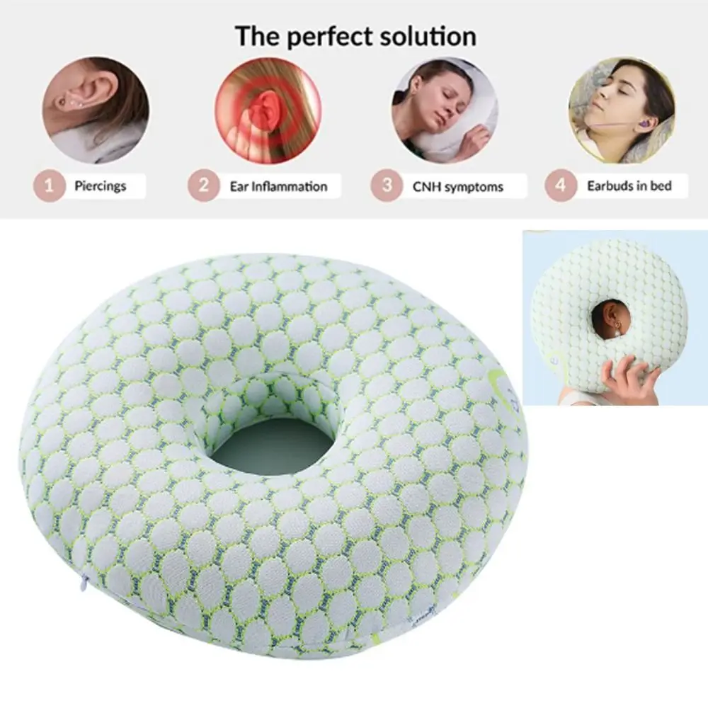 Cotton Filling Ear Piercing Pillow Ergonomic Portable Pillow with Ear Hole Breathable Comfortable Earring Pillow