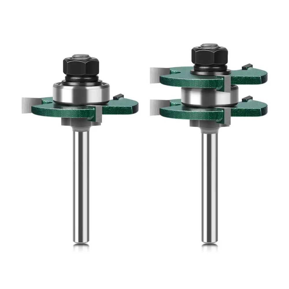 

2pcs 1/4" Shank Milling Cutter 3 Teeth Wear Resistant Floor Splicing Cutter Carbon Steel T Shaped Wood Cutting Tool Furniture