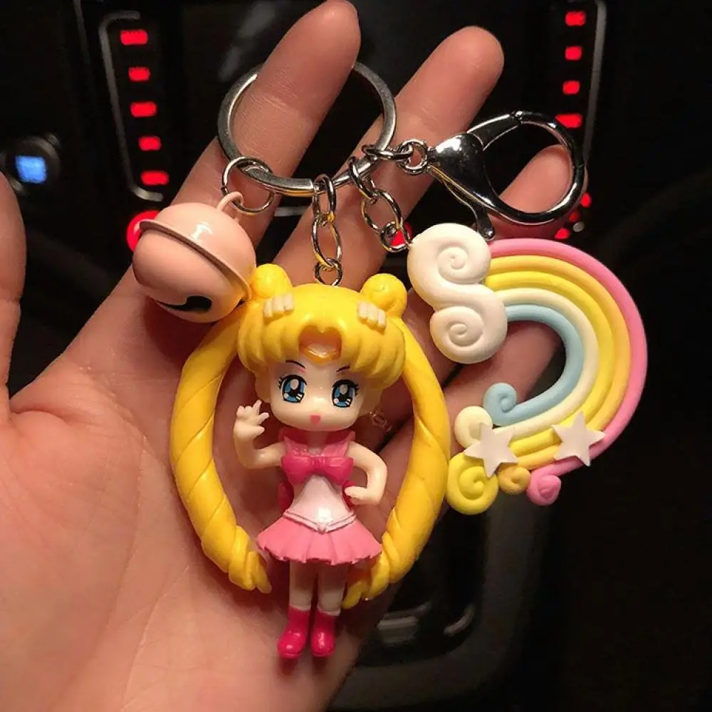 세일러 문 츠키노 우사기 애호가 키 버클 레인보우 자동차 키체인 배낭 펜던트, 애니메이션 주변기기, 어린이 장난감, 명절 선물