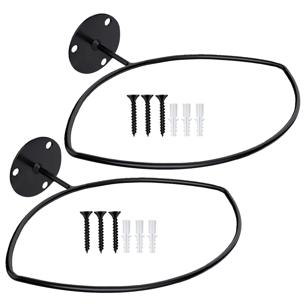 2 Pcs Household Rugby Wall Mount Sport Balls Football Decor Iron Display Holders