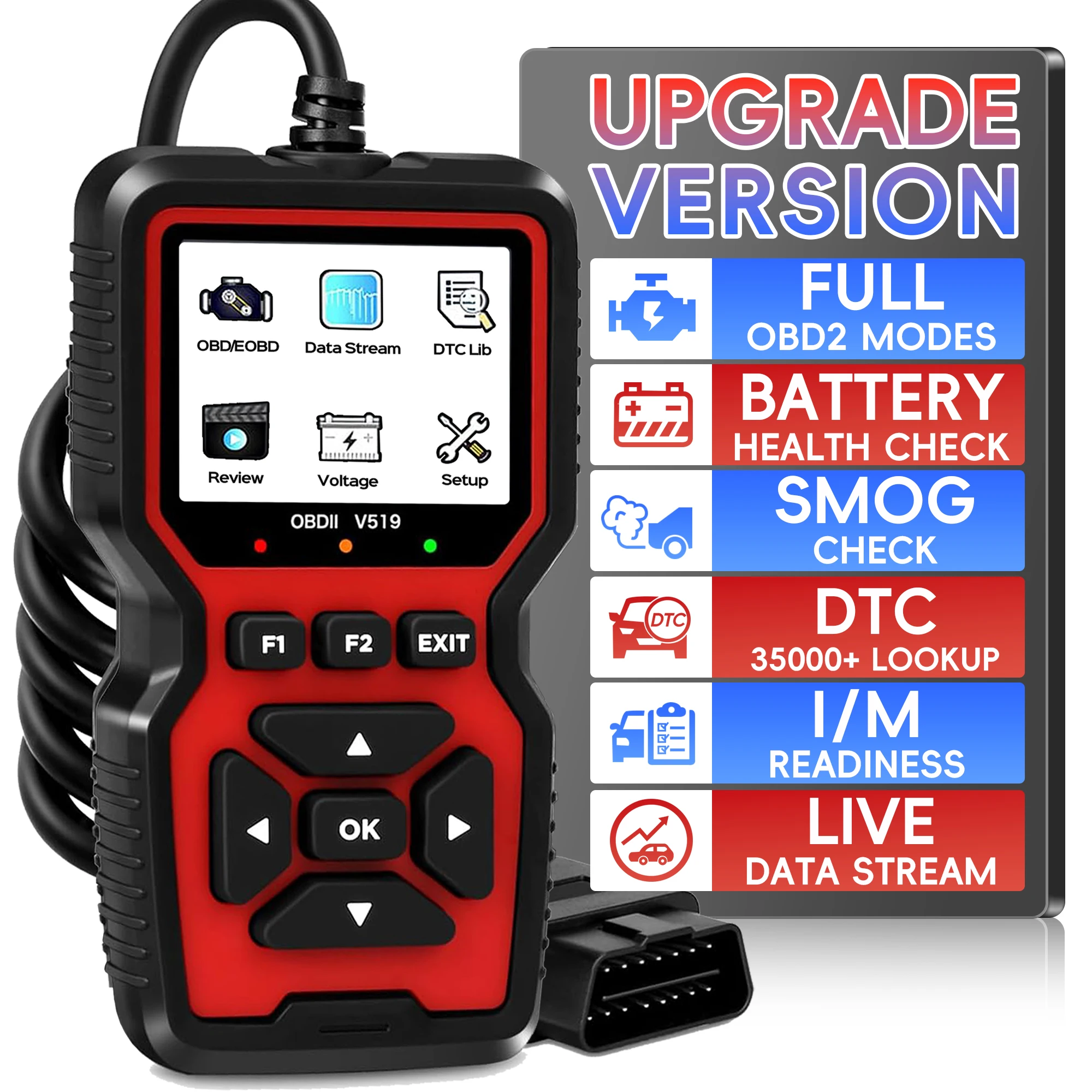 OBD2 Scanner Live Data Professional Mechanic OBDII Diagnostic Code Reader Tool For Check Engine Light