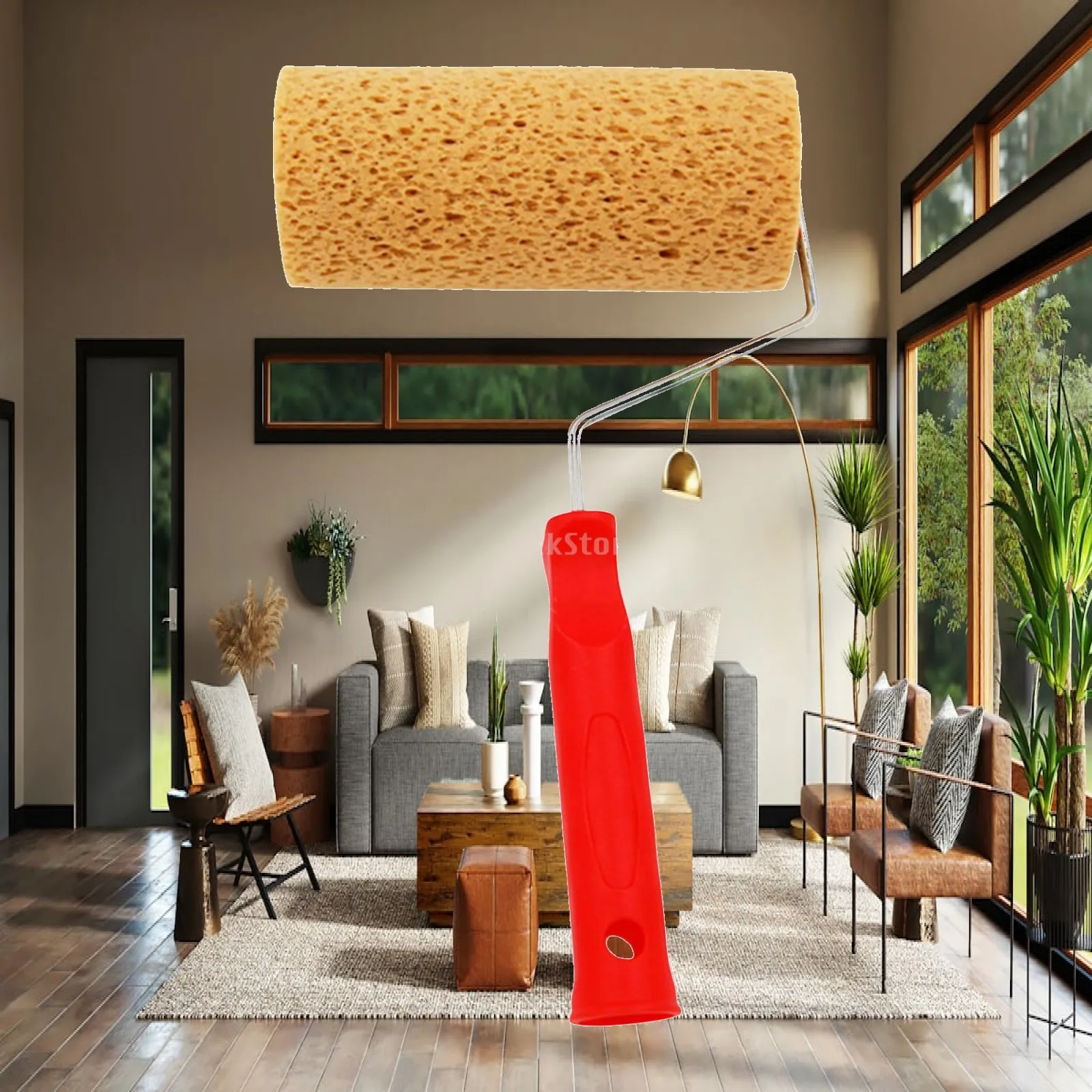 Sponge Paint Roller Art Handle Decorative for Interior Texture Painting