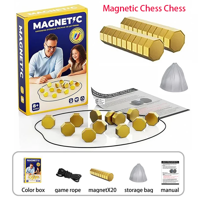Nuovo gioco di scacchi magnetico Tabellone magnetico interattivo Gioco di strategia da tavolo Set di pietre Famiglia Bambini Adulti Divertimento portatile educativo **