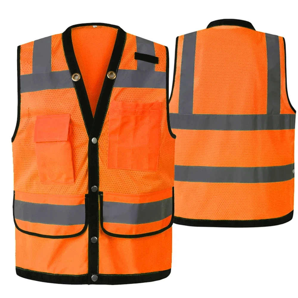 Hi Vis Safety Vest Reflective Surveryor Orange Mesh Safety Vest Jacket High Visibility Work Wear