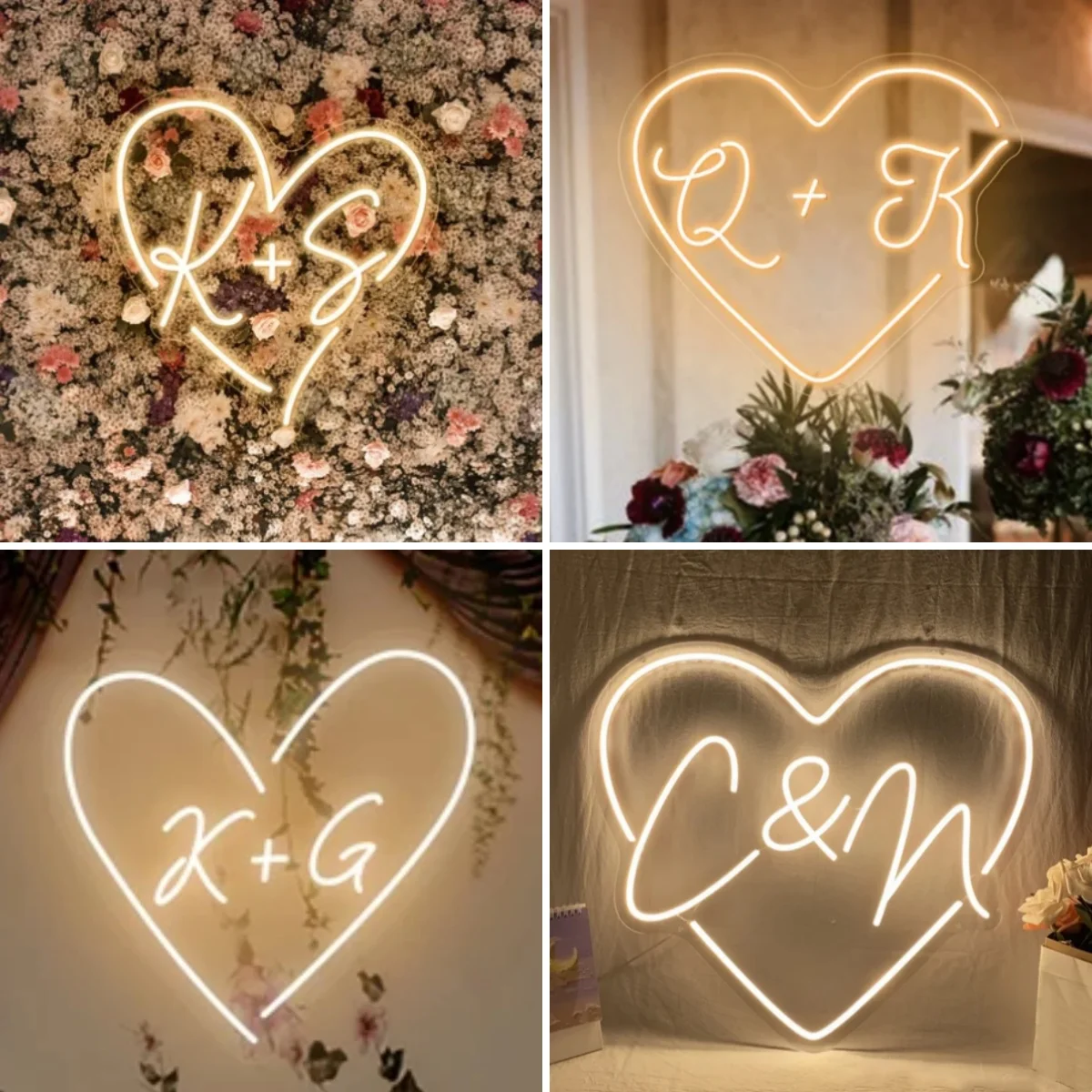 Niestandardowy neon Led Love Round Shaped Signs Name First Letter Spersonalizowana dekoracja pokoju ściennego Zasilana przez USB Ściemnialna lampa