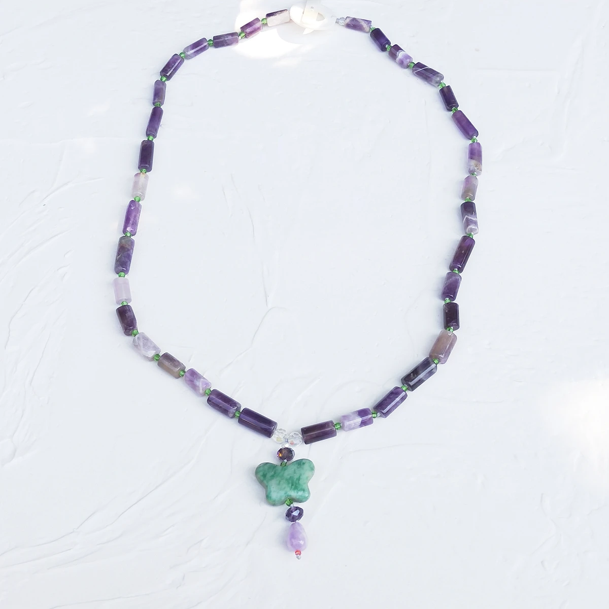 Lii Ji Real Stone Amethyst Jade Pendant Crystal Necklace 60cm Stock Sale Women Jewelry Gift