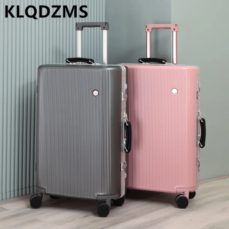 

KLQDZMS Luggage with Wheels Men's Aluminum Frame Trolley Case 20 Inch Boarding Box 24"26"28 Ultra-quiet Universal Wheel Suitcase