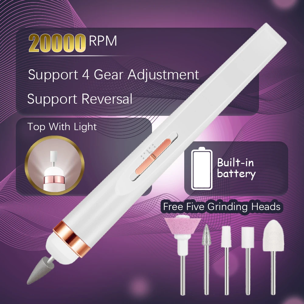 5-in-1 Portable Electric Nail Drill Machine USB Rechargeable Manicure Set for Nail Salon Exfoliation & Polishing