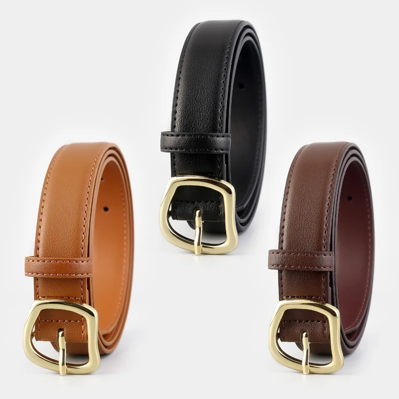 Brand Quality Irregular Silver Buckle Waist Belts for Women Real Leather Black Coffee Brown Cowskin Cinturon Mujer Jeans Strap
