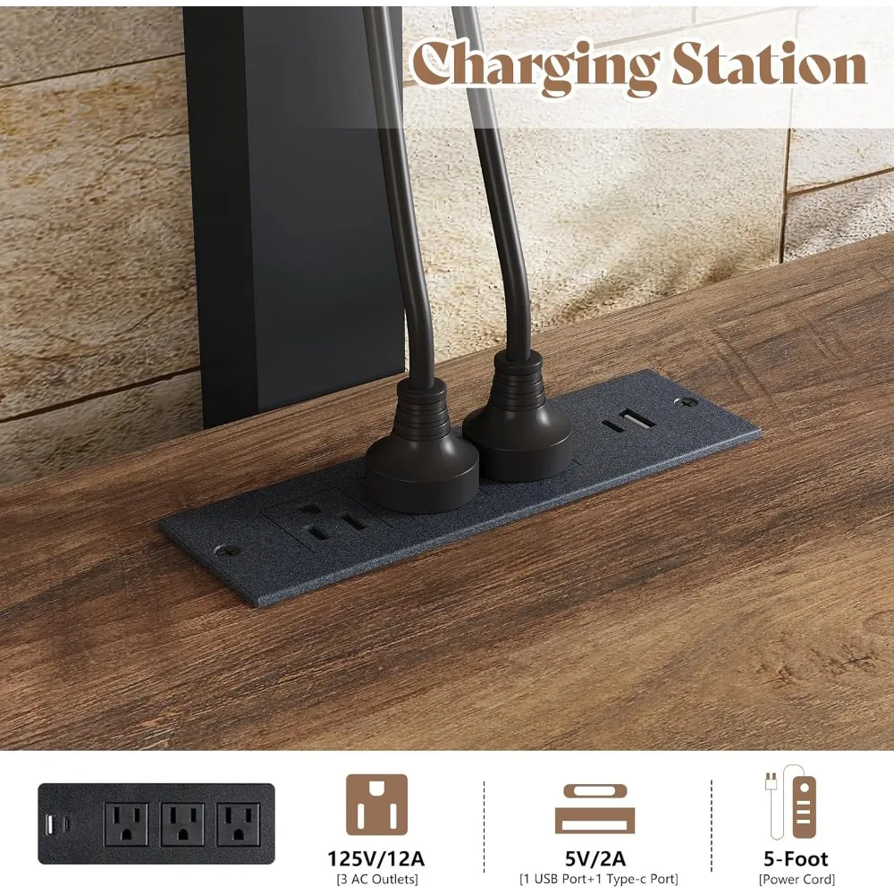 Soporte para TV con chimenea eléctrica de 70 pulgadas, centro de entretenimiento estilo granja con 30 chimenea y tomas de corriente para televisores de 32 a 70