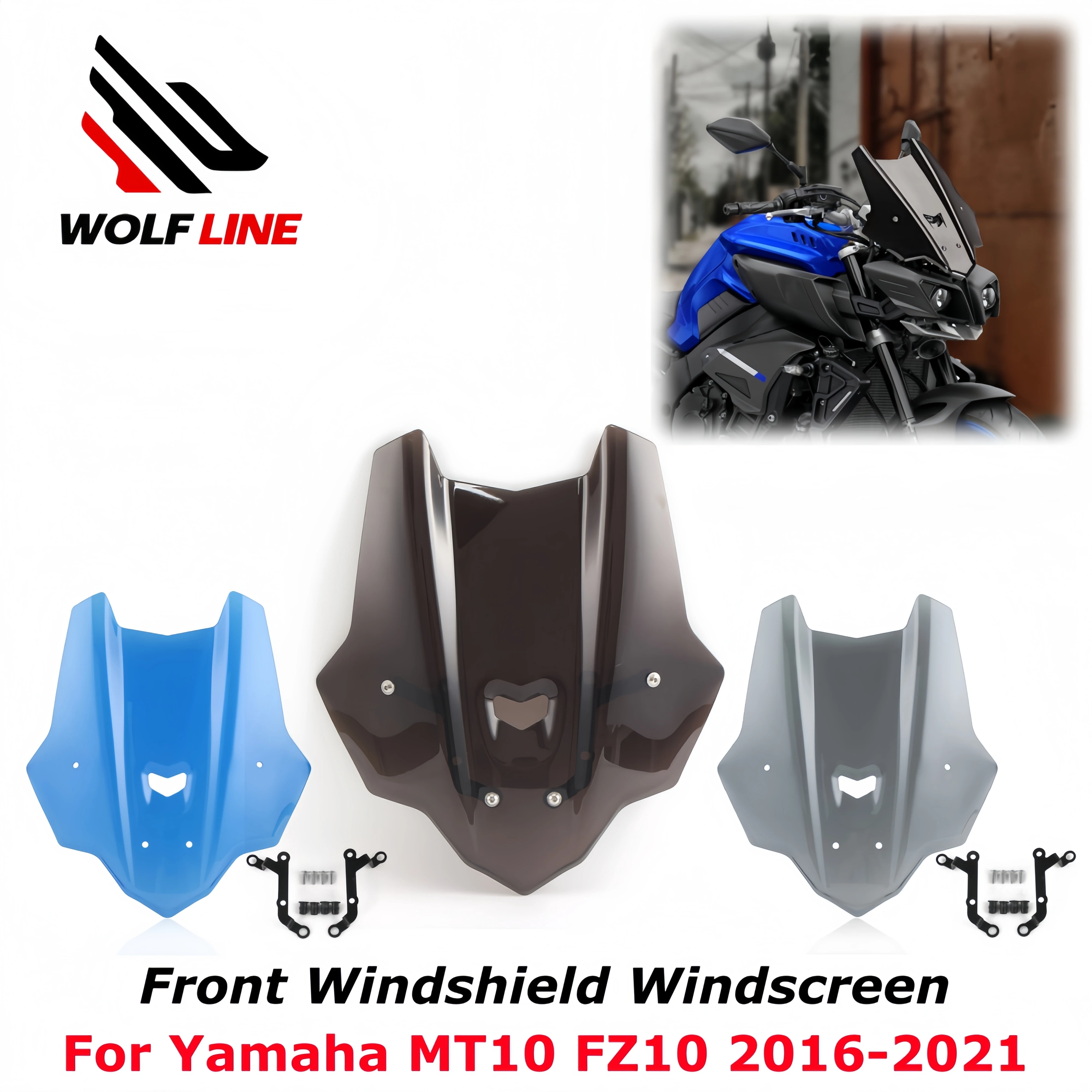 

WOLFLINE MT10 Windshield Wind Deflector for Yamaha MT 10 FZ10 MT-10 Front WindScreen Wind Shield Air Deflector 2016-2021