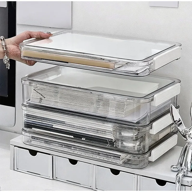 Clear Acrylic File Storage Box A4 Size Office Paper Organizer Desktop File Holder And Documents And Test Paper Storage Container