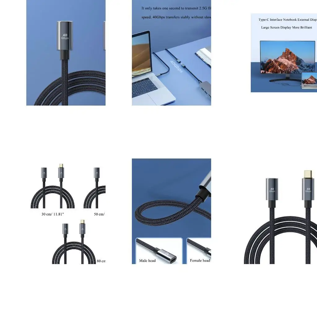 652F Type-C PD 100W محول سريع الشحن من الذكور 40 جيجابايت محول لهاتف الكمبيوتر المحمول #1